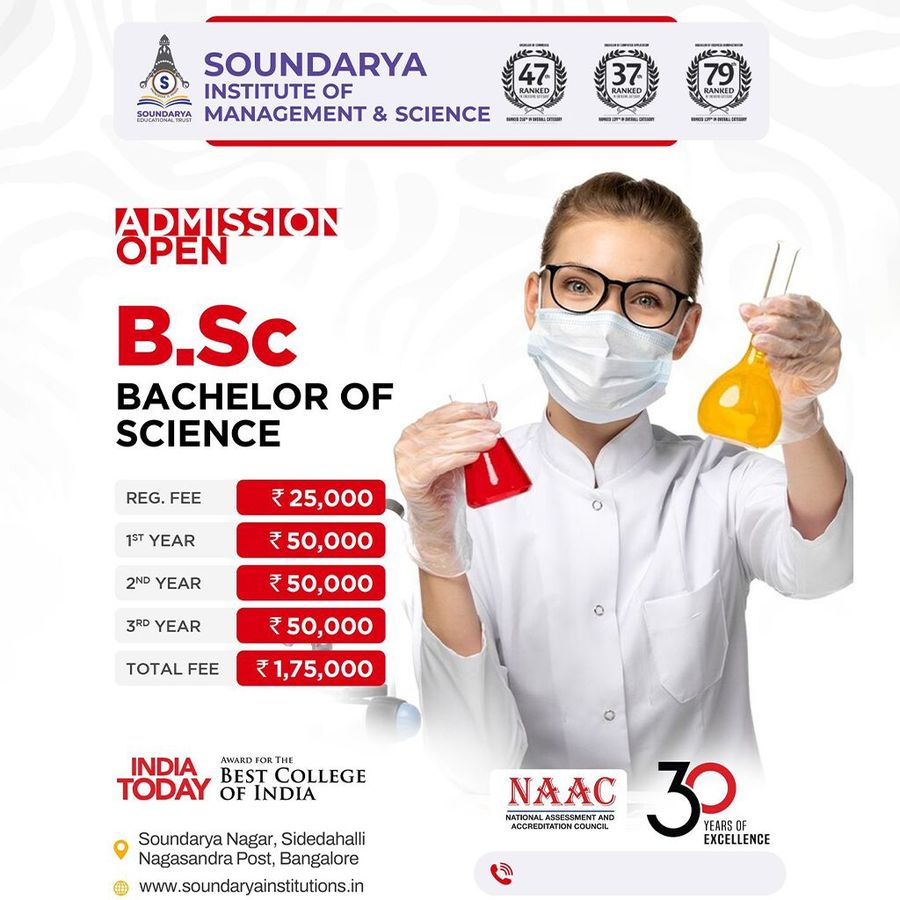 Admission open For Bachelor of Science (B.Sc) at Soundarya Institute of Management and Science , Bengaluru/Bangalore